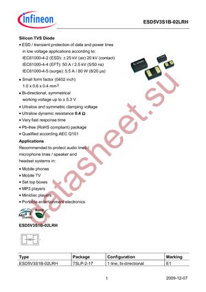 ESD5V3S1B-02LRH E6327 datasheet  